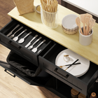 HOMCOM 10 Gallon Farmhouse Tilt Out Garbage Sideboard Buffet Cabinet with Spice Rack & Drawers - Black-Functions as sideboard, bathroom or entryway cabinet