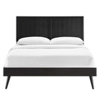 Modway Alana Wood Full Platform Bed with Splayed Legs - Black-Full Headboard With Panel Detail