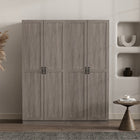 Manhattan Comfort Cornelia 59.22" 2-Piece Modern 14-Shelf Storage Closet - Grey-Vertical Rectangular Geometric Door Design with Black Metal Pull Handles