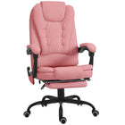 Vinsetto 7-Point Vibrating Reclining Massage Office Chair with Footrest and Swivel Wheels - Pink-7 vibration massage points to relax your body