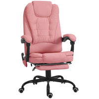 Vinsetto 7-Point Vibrating Reclining Massage Office Chair with Footrest and Swivel Wheels - Pink-7 vibration massage points to relax your body