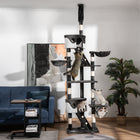 PawHut 94" - 102" Floor-To-Ceiling Huge Cat Tree Tower - White-Includes 2 condos, 1 tunnel, and 2 baskets for sleeping and playing 