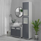 Kleankin 75" Tall Bathroom Cabinet with Two Cupboards and Matte Glass Doors - White and Grey-2 inner shelves are 3-level adjustable that gives you flexibility in personalizing the storage compartments
