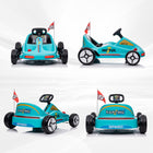 Qaba 6V 7AH Electric Battery Powerd Kids Go Kart - Blue-Two-point seat belt and backrest increase safety and comfort 
