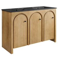 Modway Appia 48" Double Sink Bathroom Vanity - Oak/Black-Soft-Close Hinges