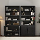 Manhattan Comfort 2-Piece Rivington 40" Modern 4-Shelf Bookcase Cabinet - Black-Soft Close Doors offer Hidden Storage with 2 Shelves