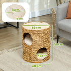 PawHut 2-Storey Cat Condo Barrel with Cushions - Light Brown-Bring a natural, rustic style to your home decoration 