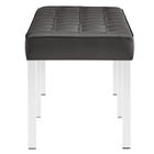 Modway Loft Tufted Vegan Leather Bench - Silver/Grey-Dense Foam Padding