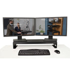 Rocelco DMS Dual Monitor Stand/Riser w/4 AC & 2 USB Ports - Black-Cable Management Slot