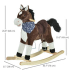 Qaba Kids Plush Cowboy Rocking Horse - Brown-Strengthens the core muscles and arms during the motion, also help to improve balance 