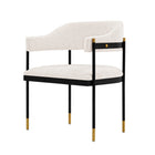Manhattan Comfort Lia 24.8" Modern Chenille Upholstered Dining Armchair - Cream - Set of 2-10