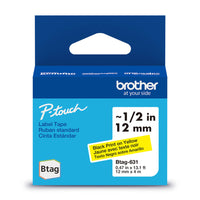 Brother Genuine BTAG631 Label Tape for P-touch Label Makers - Black on Yellow - 12 mm W x 4 m L-Whatever your project, you have our word on it.Trust Brother, Canada’s reliable label maker brand for all your labelling needs.