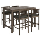 Modway Eleni 5-Piece Outdoor Teak Wood Bar Set - Weathered Grey Flint-Teak Wood Furniture Set