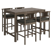 Modway Eleni 5-Piece Outdoor Teak Wood Bar Set - Weathered Grey Flint-Teak Wood Furniture Set
