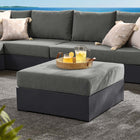 Modway Tahoe Outdoor Patio Powder-Coated Aluminum Ottoman - Grey/Charcoal-Dense Foam Padding