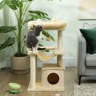 PawHut 39.25" Multi-Level Cat Tree Tower with Scratching Post - Beige-Felt cloth cover is removable and washable 