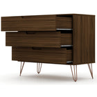 Manhattan Comfort Rockefeller 35.24" Mid-Century Modern Dresser - Brown-Option to Fit up to a 32" TV Stand, with a 11 Lb. Shelf Capacity Per Shelf.