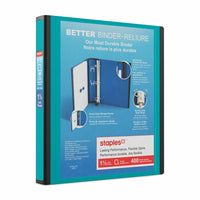 Staples Better Binder - 1-1/2" - Teal-Longer lasting, easier to use
