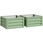 Outsunny Raised Garden Bed with Galvanized Steel Frame - 23.5" L x 23.5" W x 12" H - Light Green - 2 Pack-Set of two galvanized metal steel planter box 