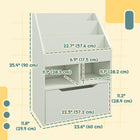 HOMCOM Kids Bookcase with Storage Drawer - Green-MDF for a robust structure for security
