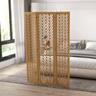 HOMCOM 3 Panel Wood Freestanding Room Divider for Home Office - Light Brown-Folding design for easy to create a new look and space-saving to store 
