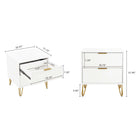 Manhattan Comfort DUMBO Modern 2-Drawer Nightstand and 3-Drawer Dresser Set - White-Stylish Splayed Gold Metal Legs Adding Seamless Fashion Design and Durability. Leg Height: 7.32 in.