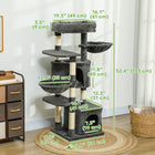 PawHut 52.5" Cat Tree Tower with Bed, Condos and Hammocks - Dark Grey-Soft plush cover offers comfort and warmth 