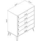 Manhattan Comfort Rockefeller Mid-Century Modern Tall Dresser and Nightstand Set - Tatiana Midnight Blue-Recommended for a 32 " TV.