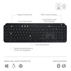 Logitech MX Keys S Wireless Keyboard - Black-Compatible with Windows, macOS, iPadOS, ChromeOS, Linux