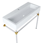 Modway Redeem 40" Silver Stainless Steel Wall-Mount Bathroom Vanity - Silver/White-Non-Marking Foot Caps
