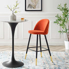 Modway Cordial Performance Velvet Bar Stools - Orange - Set of 2-Stain-Resistant Fabric
