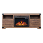 Manhattan Comfort Richmond 60" Modern Fireplace - Black and Brown - Set of 2-Industry-Chic Electric Fireplace for Indoor Living Room Usage
