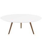 Modway Lippa 40" Round Wood Coffee Table with Tripod Base - Walnut White-Mid-Century Modern Coffee Table
