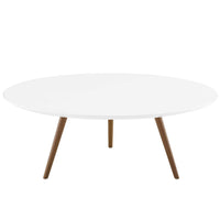 Modway Lippa 40" Round Wood Coffee Table with Tripod Base - Walnut White-Mid-Century Modern Coffee Table