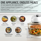 Granitestone Big Boss 16 qt Extra Large Glass Air Fryer with 3 Cooking Sections and Stainless Steel Racks - White-8