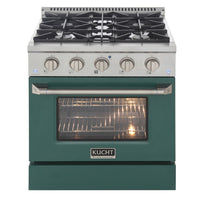Kucht 30" KDF Series Pro Style Propane Gas Dual Fuel Range - Stainless Steel/Green-Extra-large convection oven with 4.2 cu. ft. capacity, featuring a 5-rack configuration and oversized oven window for enhanced visibility and flexible cooking