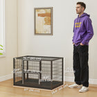 PawHut 37" Heavy Duty Dog Crate, Metal Dog Kennel with Removable Tray-Top-opening panel allows easy check-ins and gentle petting
