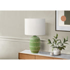 Monarch Specialties 22" H Contemporary Table Lamp - Green Ceramic / Ivory / Cream Shade-Perfect for brightening up various spaces and creating a warm ambiance at the flick of the easy on/off turn knob switch that houses up to a 100W bulb (not included)