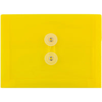 JAM Paper Plastic Envelopes with Button and String Tie Closure, Index Booklet, 5.25 x 7.5, Yellow Poly, 24 Pack (920B1yeg)-Yellow