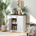 HOMCOM 30" Small Modern Sideboard Buffet Cabinet with Storage Doors - White-Three-level adjustable shelf in the cabinet enhances flexibility