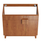 Modway Miles 36" Bathroom Vanity Cabinet - Walnut-Tapered Rubberwood Legs