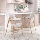 Zuo Desi Counter Stool - White/Gold - Set of 2-Assembly required