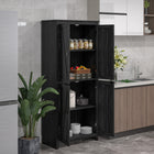 HOMCOM 72" H Freestanding Kitchen Pantry and Buffet Cabinet - Black-Easy to grab metal handles for simple opening and closing 
