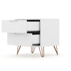Manhattan Comfort Rockefeller 20.08" Mid-Century Modern 2-Drawer Nightstand - White-11 Lb. Capacity per Drawer