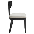 Modway Peregrine Wood and Fabric Upholstered Dining Chairs - Black/Heathered Weave Ivory - 2 Pack-Assembly Required