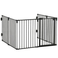 PawHut Pet Safety Playpen Room Divider - Black-Included 6 panels, can be used as a pet playpen, safety gate, Christmas tree and stove fence, room divider etc