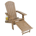 Backyard Lifestyles Folding Adirondack Chair with Hideaway Footrest & Cup Holder - Brown-Foldable/Collapsible Adirondack Chair with a Hideaway Footrest design.