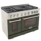 Kucht 48" KFX-X Series Pro Style Natural Gas Range - Stainless Steel/Olive Green-Product dimensions 27.75" L x 48" W x 36" H