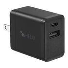 Helix 20W USB-A & USB-C Wall Charger - Black-20 Watt