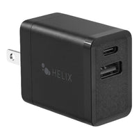 Helix 20W USB-A & USB-C Wall Charger - Black-20 Watt